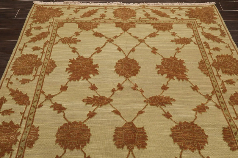 6' x 9' Hand Knotted Wool & Silk High Low Pile Area Rug Beige