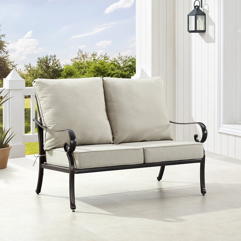 Black Aluminum Deep Seating Loveseat with Cushions