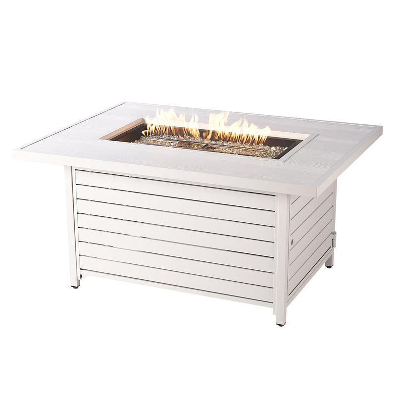Aluminum 48-in Rectangular Propane Fire Table, Beads, Covers and Lid