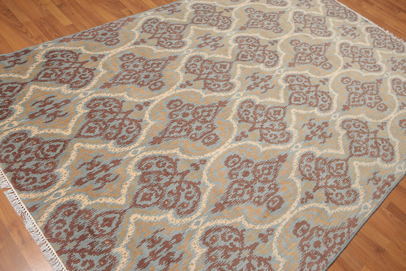 6' x 9' Hand Knotted IKAT Design 100% Wool Area rug Aqua