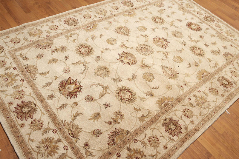 5'6" x 8'6" Hand Tufted 100% Wool Oriental Area Rug Tan