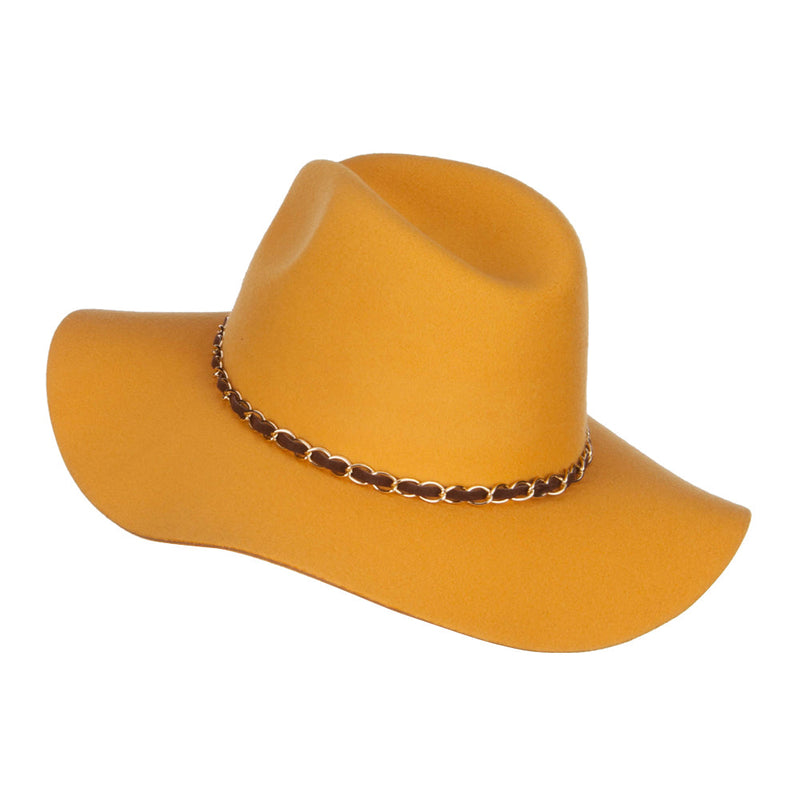 Faux Felt Chain Band Panama Hat