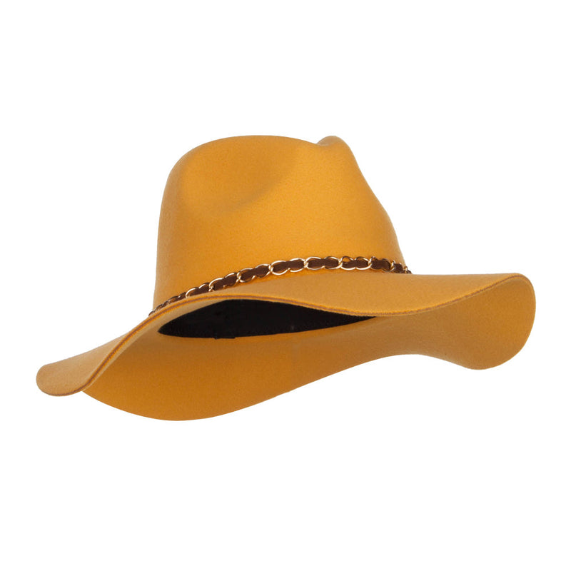 Faux Felt Chain Band Panama Hat
