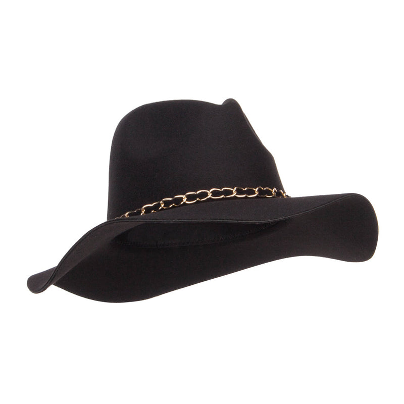 Faux Felt Chain Band Panama Hat