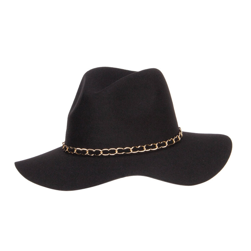 Faux Felt Chain Band Panama Hat