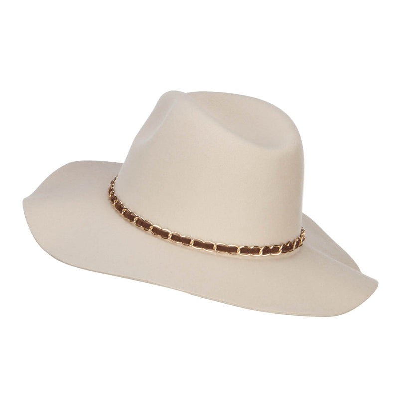 Faux Felt Chain Band Panama Hat