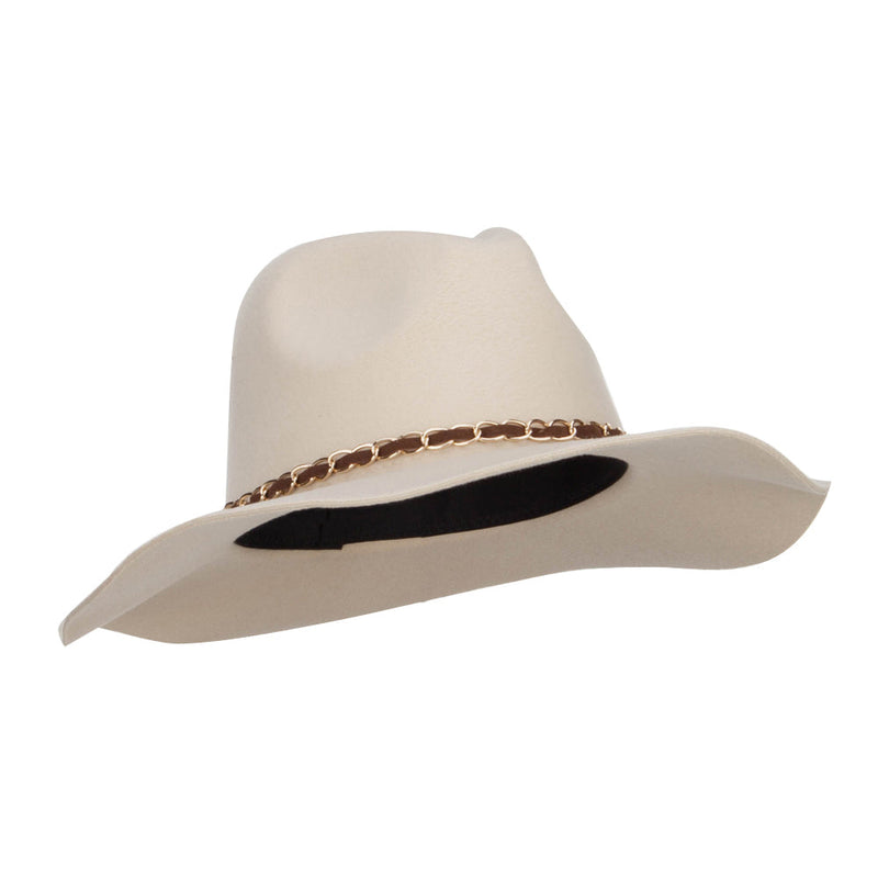 Faux Felt Chain Band Panama Hat