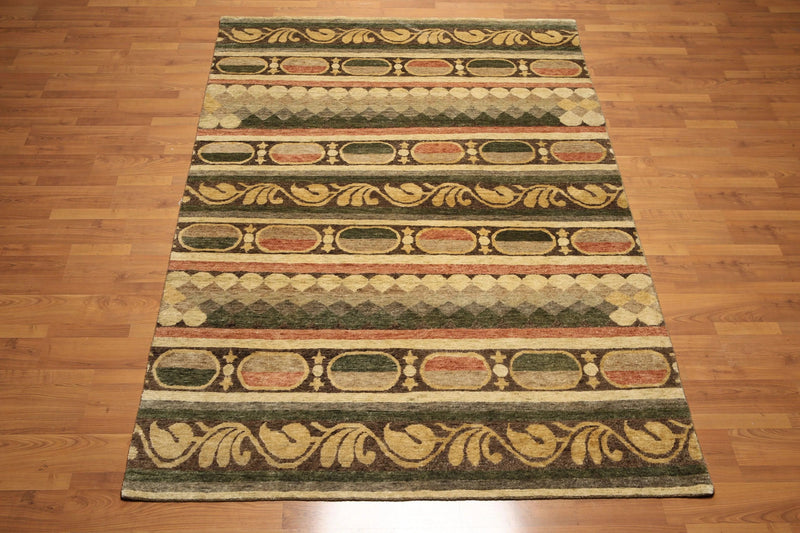 6x9 Rust Tibetan Hand Knotted antique finished Wool Modern Area Rug