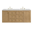 James Martin Laurent 60" Dual Mount Double Bathroom Vanity, Light Natural Oak
