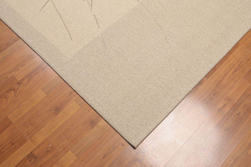 5'3" x 7'4" Contemporary Flat Pile Belgian 100% Wool Area Rug Beige