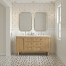 James Martin Laurent 60" Dual Mount Double Bathroom Vanity, Light Natural Oak