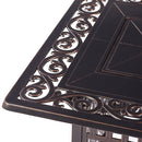 Aluminum 48-in Rectangular Patio Fire Table and Swivel Rocker Set