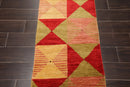 2'x4' Hand Knotted Contemporary Geometric Turkish Oriental Area Rug Gold