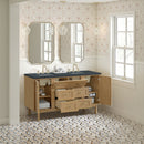 James Martin Laurent 60" Dual Mount Double Bathroom Vanity, Light Natural Oak