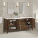 James Martin Myrrin 72" Double Bathroom Vanity, Mid-Century Walnut