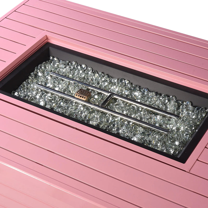 Aluminum 48-in Rectangular Propane Fire Table, Beads, Covers and Lid