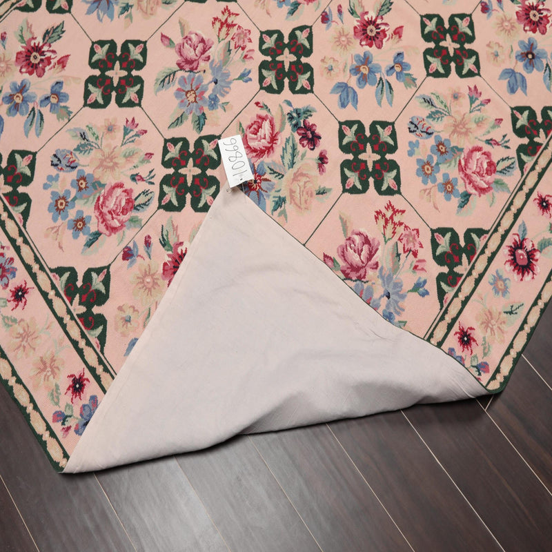 5'9" x 8'9" Hand Woven Traditional French Aubusson Needlepoint Area Rug Apricot