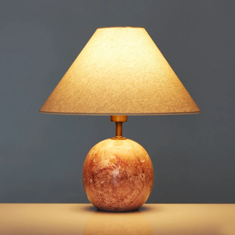 Round Travertine Table Lamp