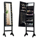 Mirrored Jewelry Cabinet Armoire Organizer w/ LED lights-Black