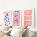 Guest Check, Playing Card Art. Retro Dopamine Set of 3 Prints by Wall Art Set