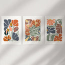 Boho Botanical Set of 3 Wall Art. Abstract Flowers Prints by Wall Art Set