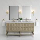 James Martin Emmeline 72" Double Bathroom Vanity, Pebble Oak