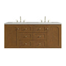 James Martin Laurent 60" Dual Mount Double Bathroom Vanity, Honey Oak