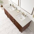 James Martin Amberly 72" Dual Mount Double Bathroom Vanity, Mid-Century Walnut