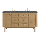 James Martin Laurent 60" Dual Mount Double Bathroom Vanity, Light Natural Oak