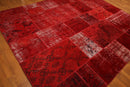 8'x10' Hand Knotted Wool Turkish Oriental over-dyed patchwork Area Rug 8x10 Red