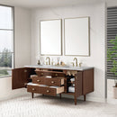 James Martin Amberly 72" Dual Mount Double Bathroom Vanity, Mid-Century Walnut