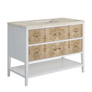 James Martin Olena 48" Single Bathroom Vanity, Polished White and Light Mappa Burl