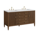 James Martin Myrrin 60" Double Bathroom Vanity, Mid-Century Walnut