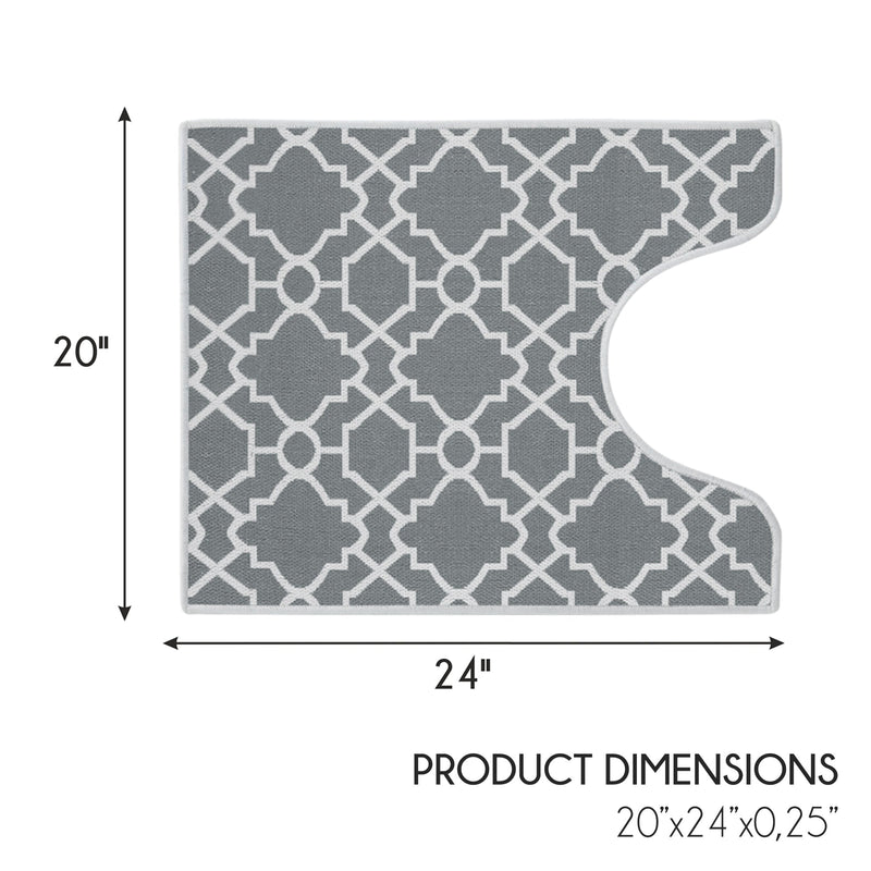 Geometric Graphic Design U Shape Bathroom Rug | 20”x24" | Gray