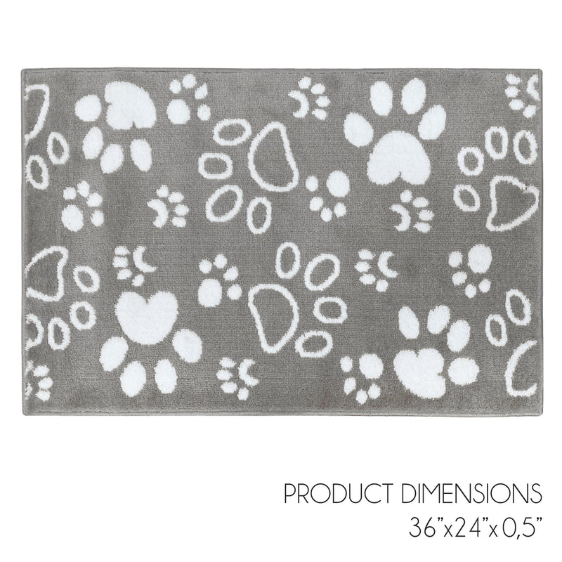 Sussex Home, Landing Rug, Slip Resistant Indoor Carpets Includes Adhesive Tape  2' x 3'-Paw Collection |Gray&White