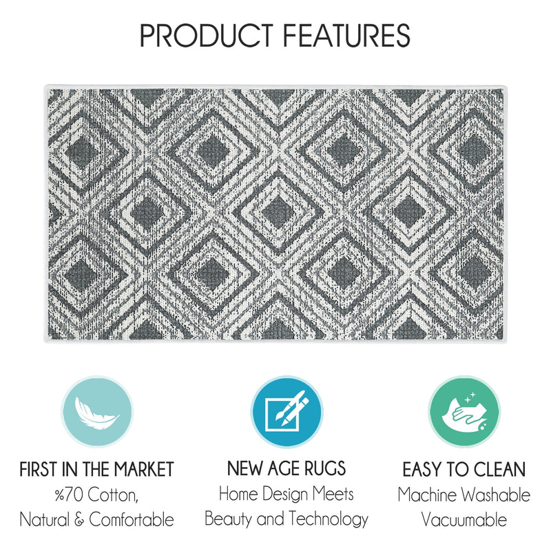 Geometric Design Multipurpose Floor Mat | 24"x44" | Gray2