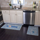 US States Florida Design Non Skid Washable Kitchen Runner Rugs Set of 2| 44 x 24 and 31.5 x 20 Inches Floor Mats|Silver