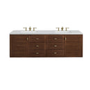 James Martin Amberly 72" Dual Mount Double Bathroom Vanity, Mid-Century Walnut