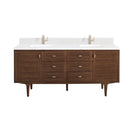 James Martin Amberly 72" Dual Mount Double Bathroom Vanity, Mid-Century Walnut
