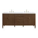 James Martin Myrrin 72" Double Bathroom Vanity, Mid-Century Walnut