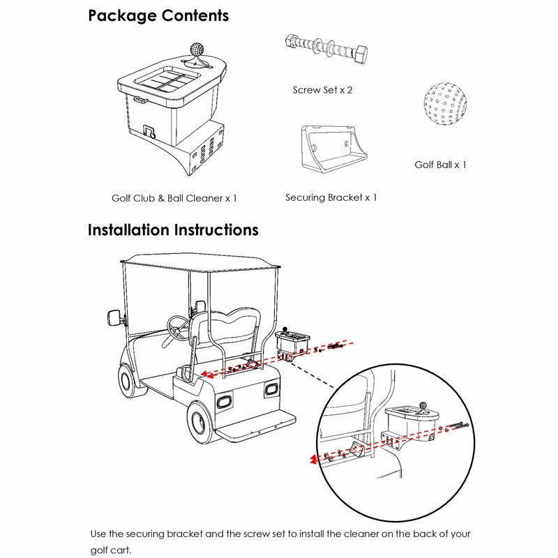 Yescom Universal Golf Club-Ball Washer Cleaner with Ball and Brackets