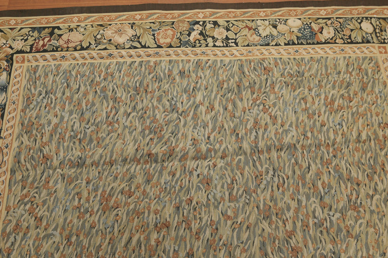 5'7" x 8' Hand woven Wool 300KPSI S. Fine French Needlepoint Tapestry Rug Green