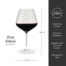 Reserve Inez Crystal Burgundy Glasses Set of 4 by Viski