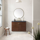 James Martin Amberly 36" Dual Mount Single Bathroom Vanity, Mid-Century Walnut
