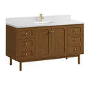 James Martin Laurent 60" Dual Mount Single Bathroom Vanity, Honey Oak