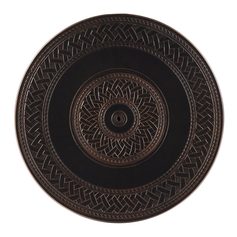 Black Aluminum Fire Table Bistro Set with Two Club Chairs