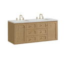 James Martin Laurent 60" Dual Mount Double Bathroom Vanity, Light Natural Oak