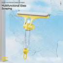 Yellow 4-in-1 window cleaning brush with squeegee for kitchen glass by Decorbites