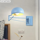 GobekUsa Macaron Loft Wall Sconce: Extendable, Metal Lamp for Bedroom with Bowl Shade
