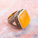 Yellow Agate and Golden Statement Ring